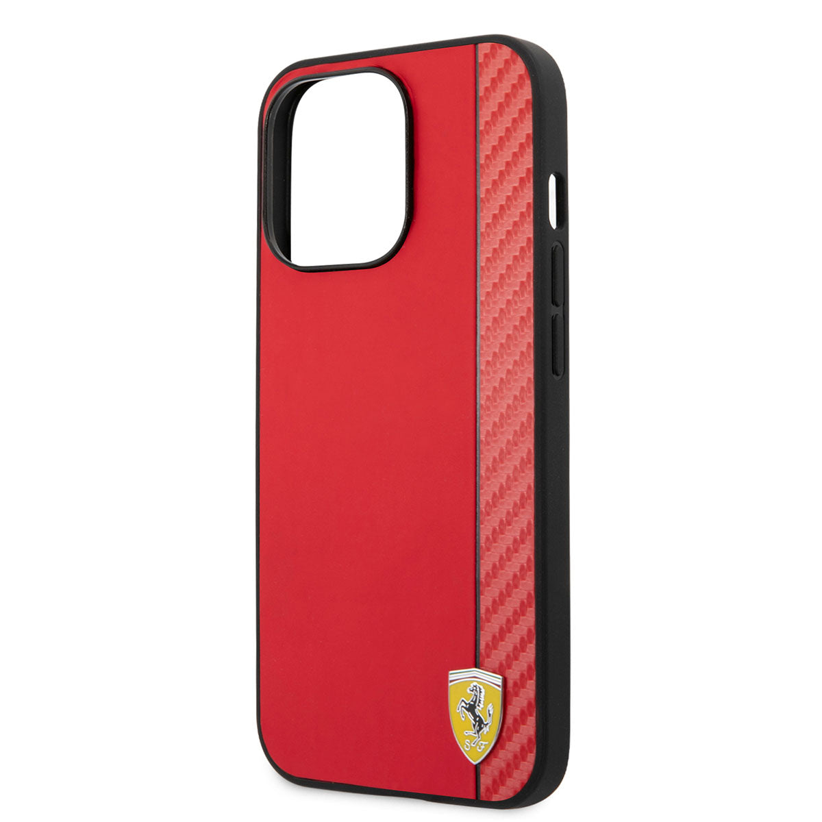 iPhone 14 Pro Kılıf Ferrari M-safe Şarj Özellikli PU Deri Karbon Şeritli Dizayn Kılıf