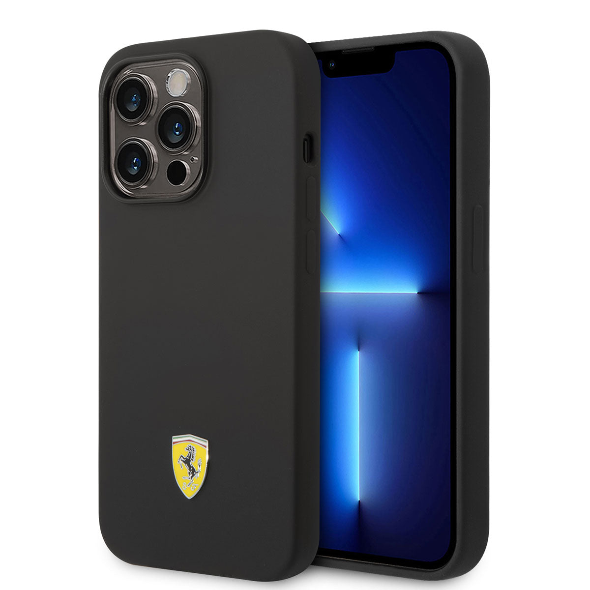 iPhone 14 Pro Kılıf Ferrari M-safe Şarj Özellikli Silikon Metal Logo Dizayn Kılıf