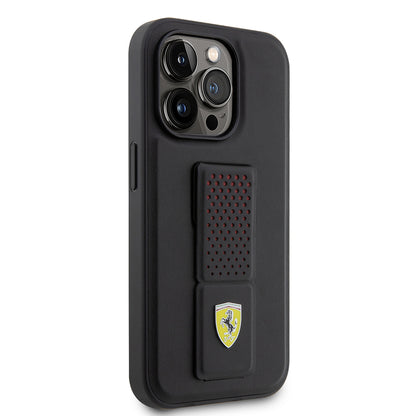 iPhone 14 Pro Kılıf Ferrari orijinal Lisanlı Klasik Metal Logolu Delikli Standlı Deri Kılıf