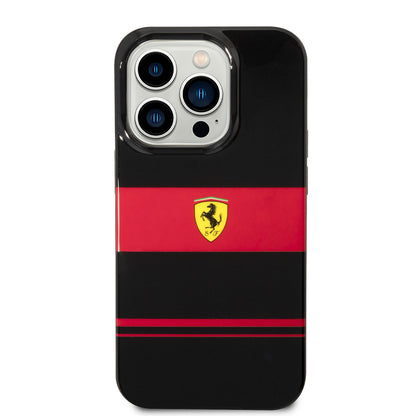 iPhone 14 Pro Kılıf Ferrari orijinal Lisanslı M-safe Şarj Özellikli Yatay Çizgili Dizayn Kılıf