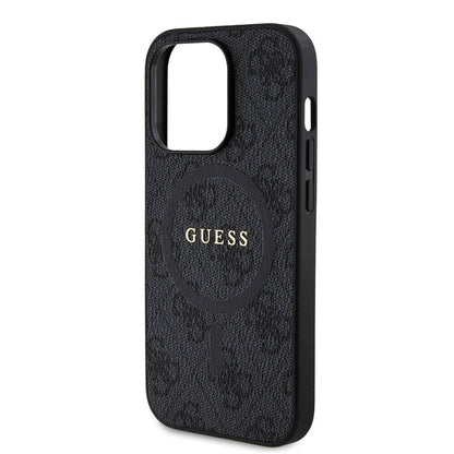 iPhone 14 Pro Kılıf Guess Orijinal Lisanslı M-safe Şarj Özellikli PU Halkalı 4G Desenli Yazı Logolu Kılıf