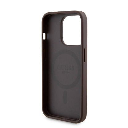 iPhone 14 Pro Kılıf Guess Orijinal Lisanslı M-safe Şarj Özellikli Yazı Logolu 4G Desenli Kılıf + Powerbank 5000mAh 2in1 Set