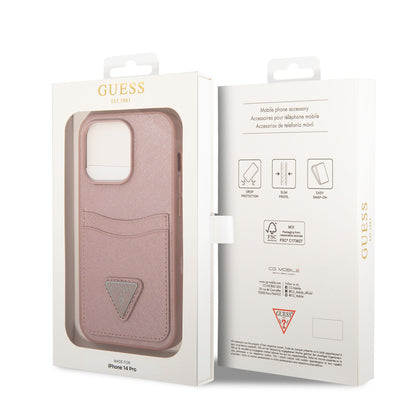 iPhone 14 Pro Kılıf GUESS PU Safran Deri Kartlıklı Dizayn Kılıf