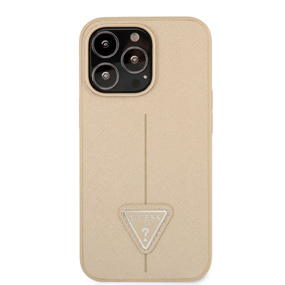 iPhone 14 Pro Kılıf GUESS PU Safran Deri Üçgen Logo Dizayn Kılıf