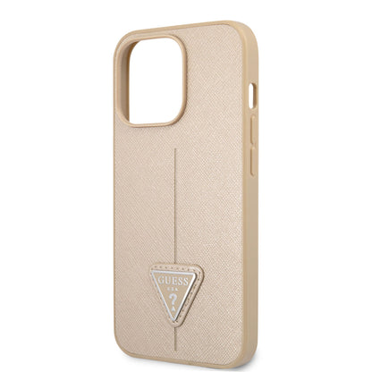iPhone 14 Pro Kılıf GUESS PU Safran Deri Üçgen Logo Dizayn Kılıf