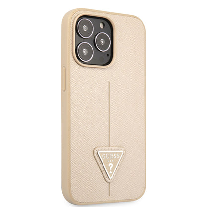 iPhone 14 Pro Kılıf GUESS PU Safran Deri Üçgen Logo Dizayn Kılıf