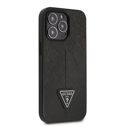iPhone 14 Pro Kılıf GUESS PU Safran Deri Üçgen Logo Dizayn Kılıf