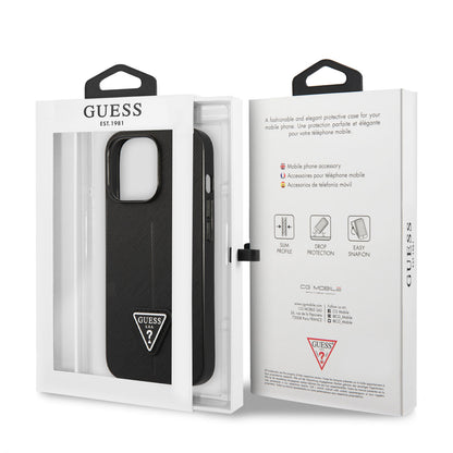 iPhone 14 Pro Kılıf GUESS PU Safran Deri Üçgen Logo Dizayn Kılıf