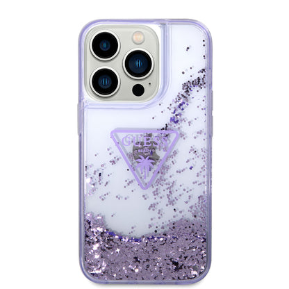 iPhone 14 Pro Kılıf GUESS Transparan Sıvılı Simli Dizayn Kılıf