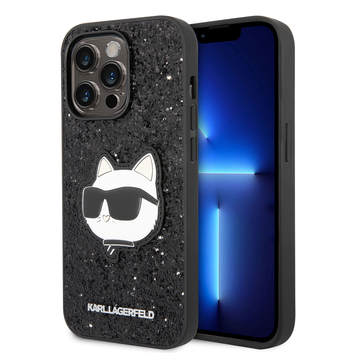 iPhone 14 Pro Kılıf Karl Lagerfeld Parlak Taşlı Choupette Dizayn Kılıf