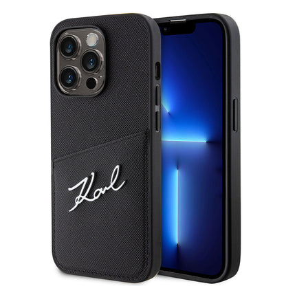 iPhone 14 Pro Kılıf Karl Lagerfeld Saffiano Deri Kartlıklı Dizayn Kılıf