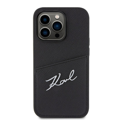 iPhone 14 Pro Kılıf Karl Lagerfeld Saffiano Deri Kartlıklı Dizayn Kılıf