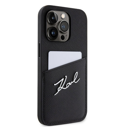 iPhone 14 Pro Kılıf Karl Lagerfeld Saffiano Deri Kartlıklı Dizayn Kılıf