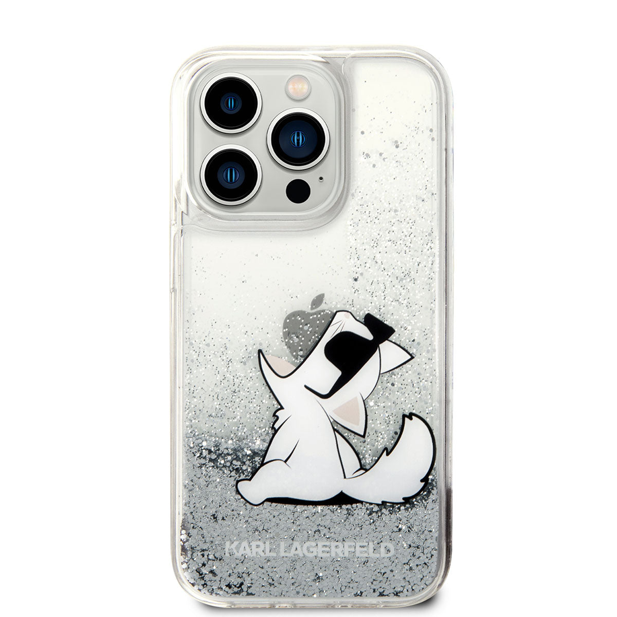 iPhone 14 Pro Kılıf Karl Lagerfeld Sıvılı Simli Choupette Dizayn Kılıf