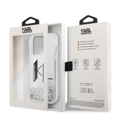 iPhone 14 Pro Kılıf Karl Lagerfeld Sıvılı Simli Dizayn Kılıf