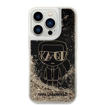 iPhone 14 Pro Kılıf Karl Lagerfeld Sıvılı Simli Gatsby Dizayn Kılıf