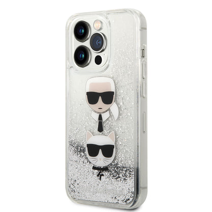 iPhone 14 Pro Kılıf Karl Lagerfeld Sıvılı Simli K&C Head Dizayn Kılıf