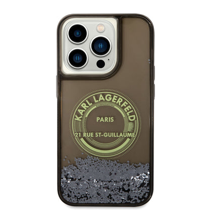 iPhone 14 Pro Kılıf Karl Lagerfeld Sıvılı Simli RSG Dizayn Kılıf