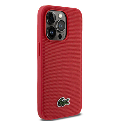 iPhone 14 Pro Kılıf Lacoste Orijinal Lisanslı PU Pike Desenli Arka Yüzey İkonik Timsah Dokuma Logolu Kılıf