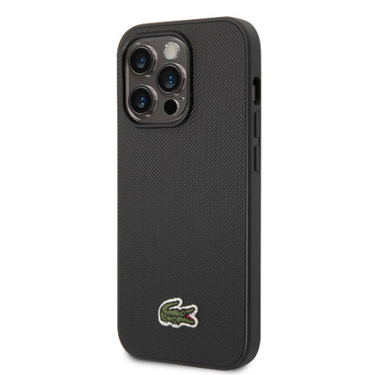 iPhone 14 Pro Kılıf Lacoste orijinal Lisanslı PU Pike Desenli Arka Yüzey İkonik Timsah Dokuma Logolu Kılıf