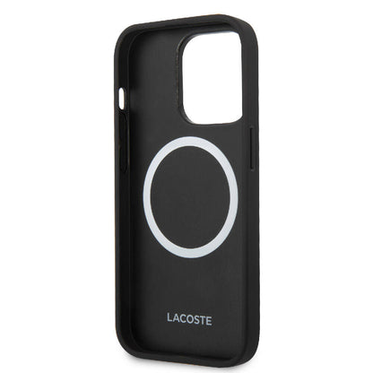 iPhone 14 Pro Kılıf Lacoste orijinal Lisanslı PU Pike Desenli Arka Yüzey İkonik Timsah Dokuma Logolu Kılıf
