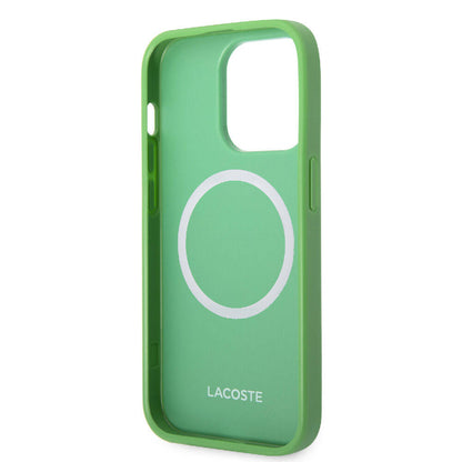 iPhone 14 Pro Kılıf Lacoste orijinal Lisanslı PU Pike Desenli Arka Yüzey İkonik Timsah Dokuma Logolu Kılıf