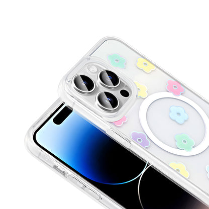 iPhone 14 Pro Kılıf M-Safe Şarj Özellikli Şeffaf Zore Folk Sert Kılıf