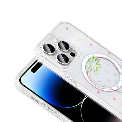 iPhone 14 Pro Kılıf M-Safe Şarj Özellikli Şeffaf Zore Folk Sert Kılıf