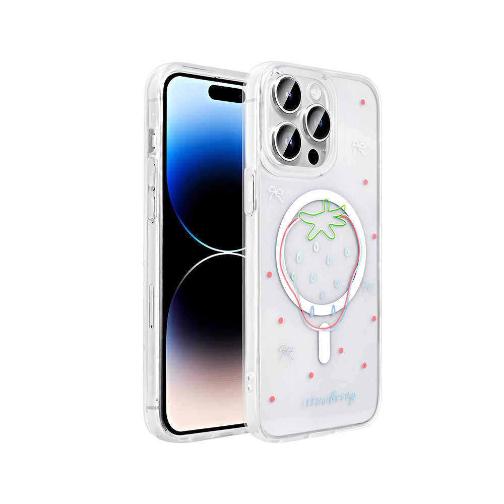 iPhone 14 Pro Kılıf M-Safe Şarj Özellikli Şeffaf Zore Folk Sert Kılıf