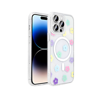 iPhone 14 Pro Kılıf M-Safe Şarj Özellikli Şeffaf Zore Folk Sert Kılıf