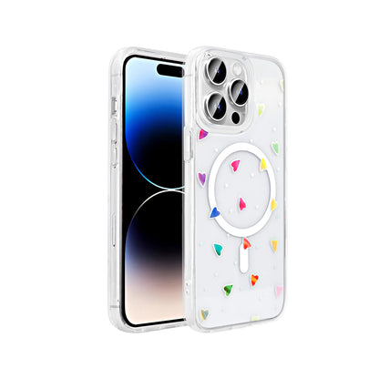 iPhone 14 Pro Kılıf M-Safe Şarj Özellikli Şeffaf Zore Folk Sert Kılıf