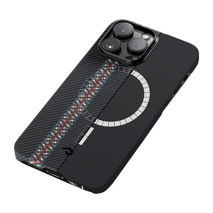 iPhone 14 Pro Kılıf M-safe Şarj Özellikli 600D Aramid Fiber Pitaka Tactile Woven Orchestra Serisi Rhapsody Kılıf