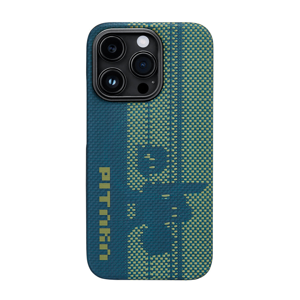 iPhone 14 Pro Kılıf M-safe Şarj Özellikli Aramid Fiber Pitaka Tactile Woven Pixel Game Kılıf
