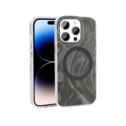iPhone 14 Pro Kılıf M-safe Şarj Özellikli Fırça Boya Desenli Zore Palet Kılıf