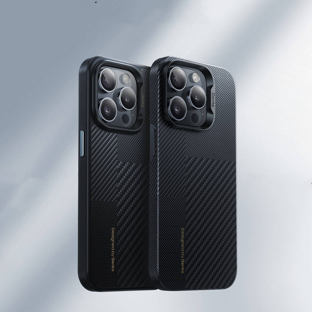 iPhone 14 Pro Kılıf M-safe Şarj Özellikli Karbon Fiber Benks Montage Hybrid ArmorPro Kevlar Kılıf