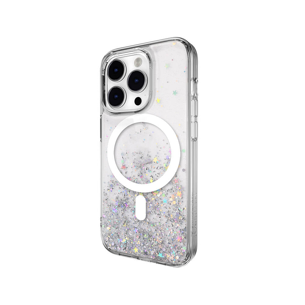 iPhone 14 Pro Kılıf M-safe Şarj Özellikli Parlayan Simli Şeffaf Lisanslı Switcheasy Starfield-M Kılıf