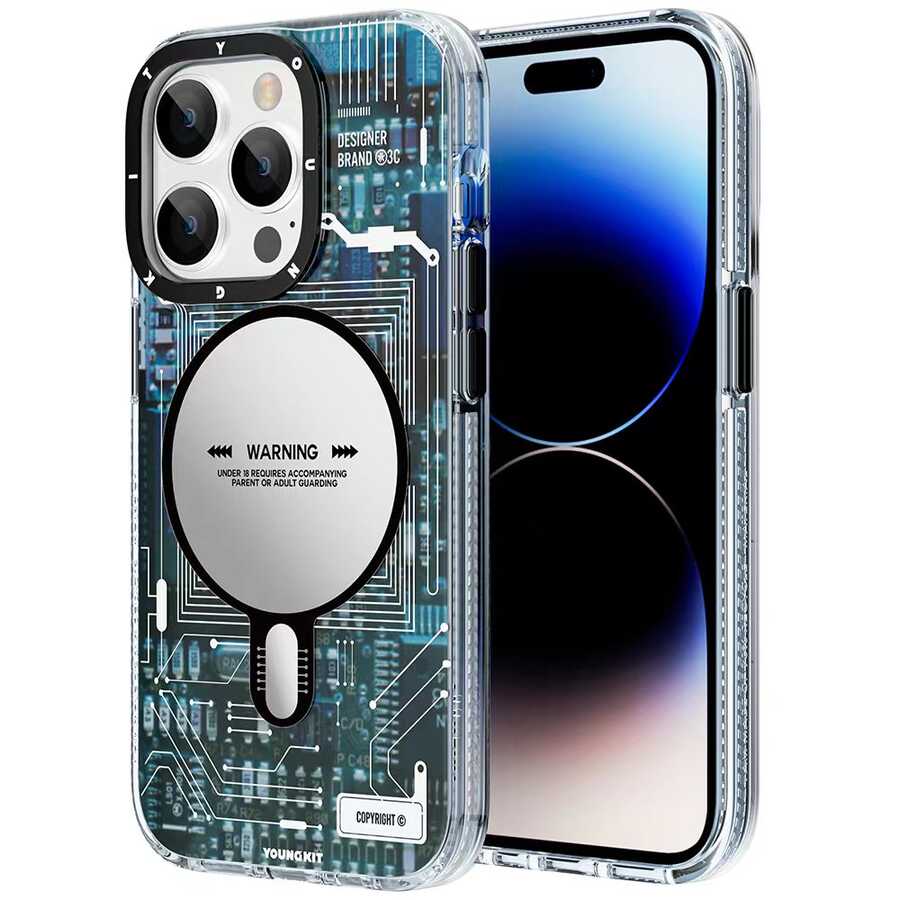 iPhone 14 Pro Kılıf M-safe Şarj Özellikli YoungKit Technology Serisi Kılıf