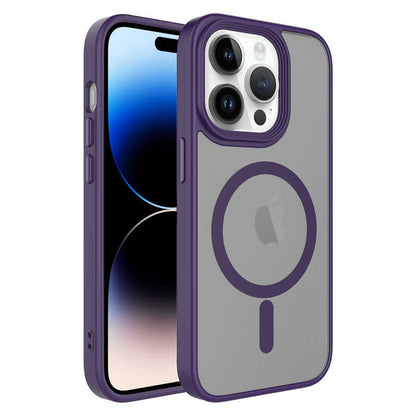 iPhone 14 Pro Kılıf Mat Arka Yüzey Wireless Şarj Özellikli Zore Flet M-safe Kılıf