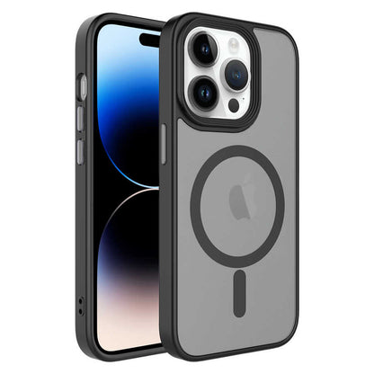 iPhone 14 Pro Kılıf Mat Arka Yüzey Wireless Şarj Özellikli Zore Flet M-safe Kılıf