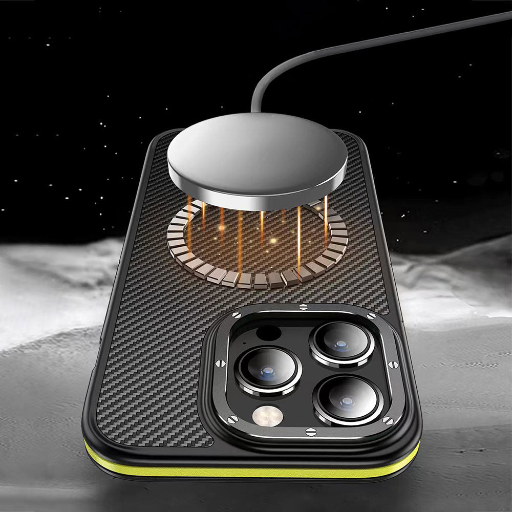 iPhone 14 Pro Kılıf Mat Transparan Karbon Fiber Görünümlü Wlons Marin Kılıf