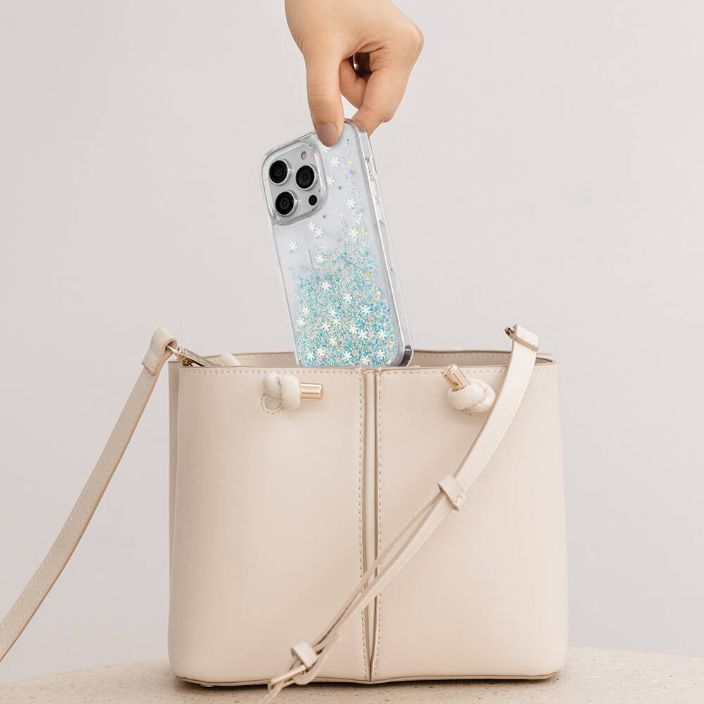 iPhone 14 Pro Kılıf Parlayan Simli Şeffaf Lisanslı Switcheasy Starfield Kılıf