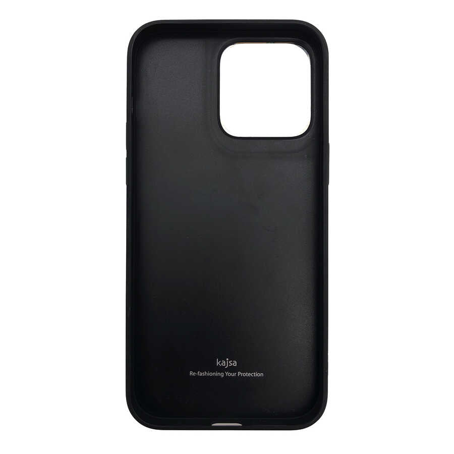 iPhone 14 Pro Kılıf Soft Deri Metal Kamera Çerçeveli Kajsa Litchi Kılıf
