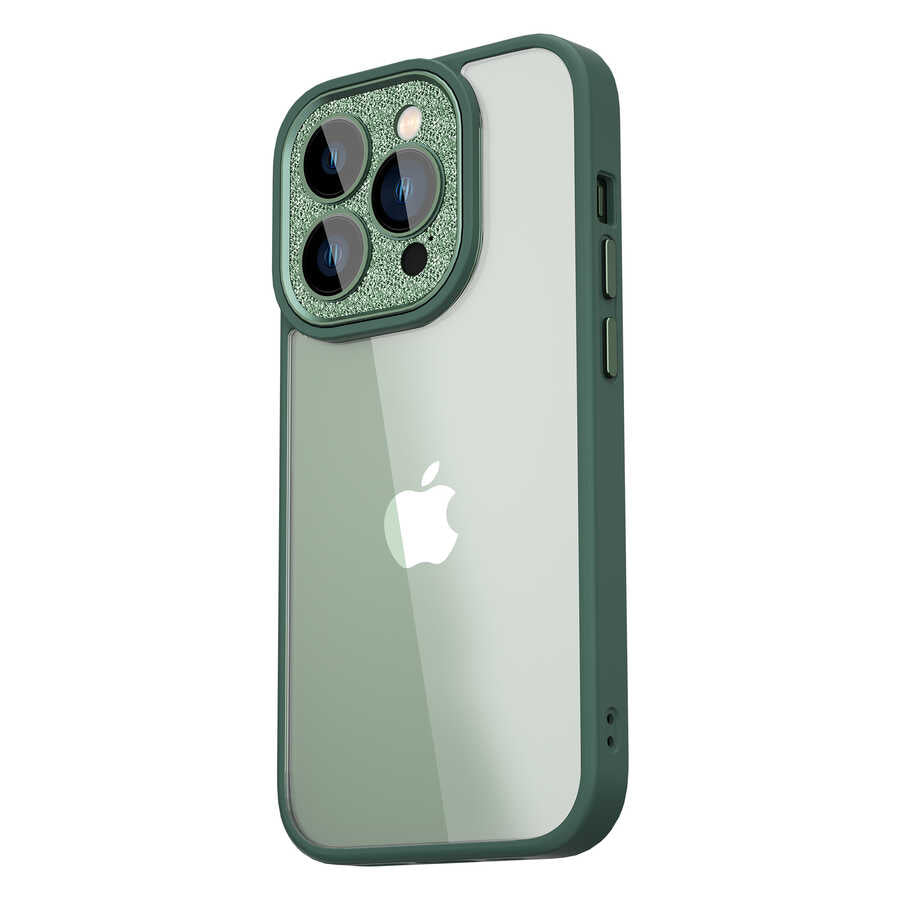 iPhone 14 Pro Kılıf Wiwu GCC-105 Lens Korumalı Renkli Kenar Arkası Şeffaf Multicolor Kılıf