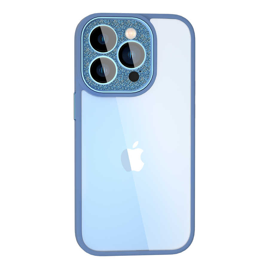 iPhone 14 Pro Kılıf Wiwu GCC-105 Lens Korumalı Renkli Kenar Arkası Şeffaf Multicolor Kılıf