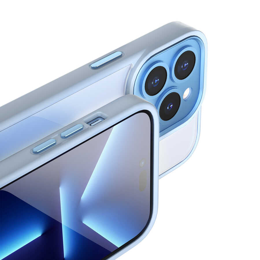 iPhone 14 Pro Kılıf Wiwu VCC-104 Lens Korumalı Renkli Kenar Arkası Şeffaf Vivid Clear Kılıf