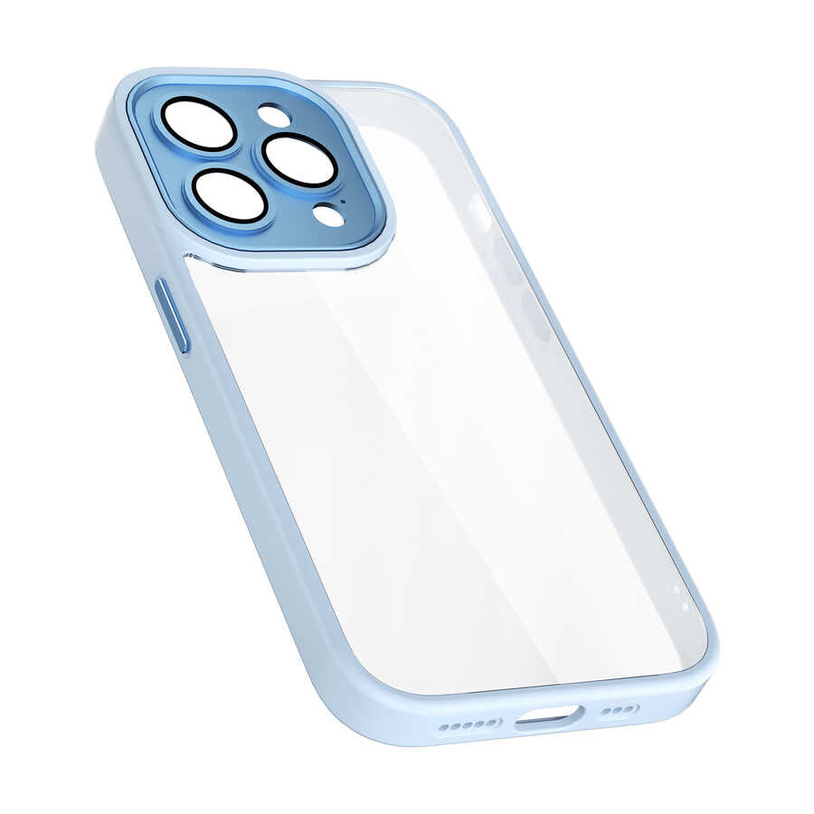 iPhone 14 Pro Kılıf Wiwu VCC-104 Lens Korumalı Renkli Kenar Arkası Şeffaf Vivid Clear Kılıf