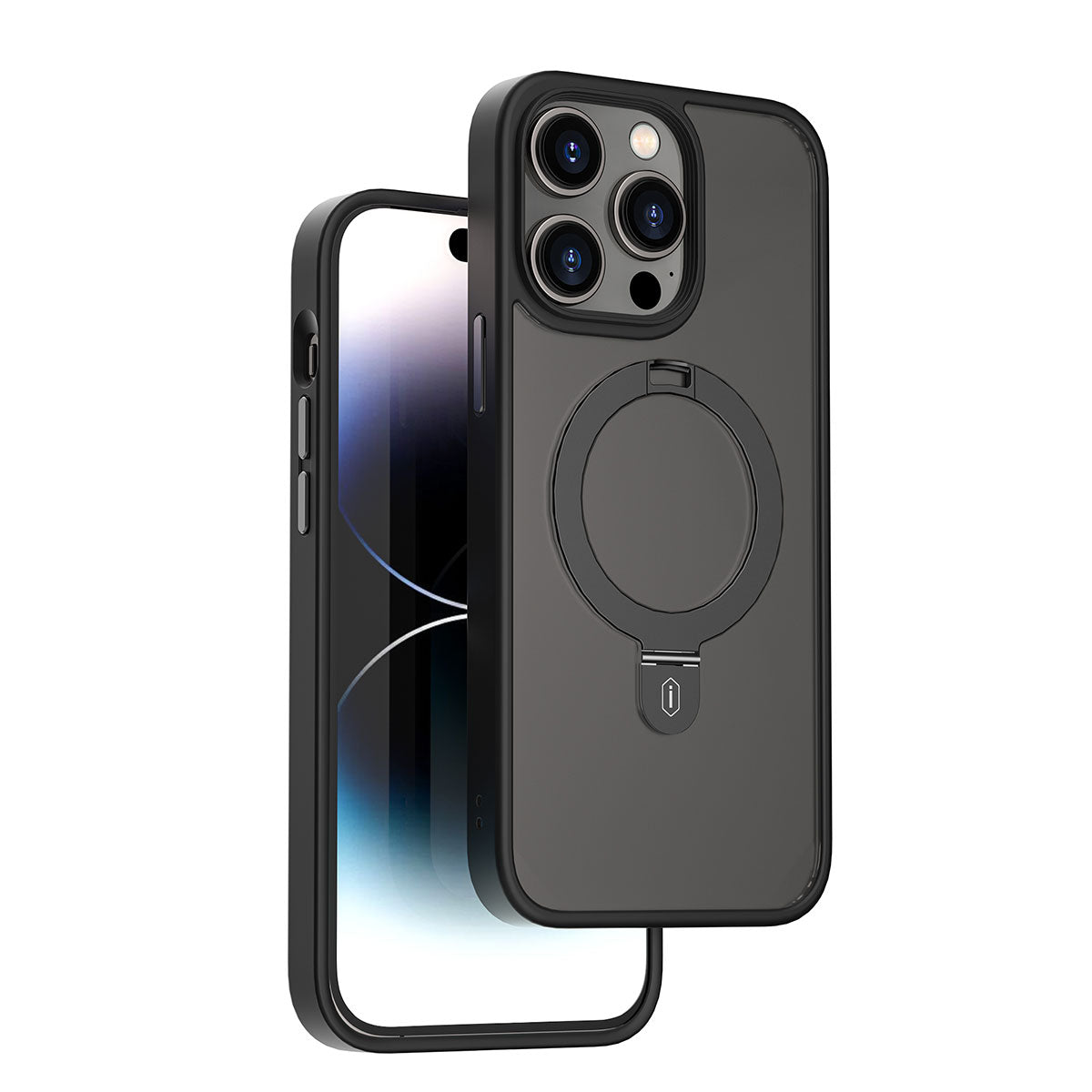 iPhone 14 Pro Kılıf Wiwu ZMM-010 M-safe Şarj Özellikli Parmak İzi Bırakmayan Mat Transparan Standlı Kılıf