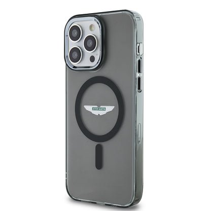 iPhone 14 Pro Max Kılıf Aston Martin Orijinal Lisanslı M-safe Şarj Özellikli IML Baskı Logolu Metal Düğmeli Kılıf