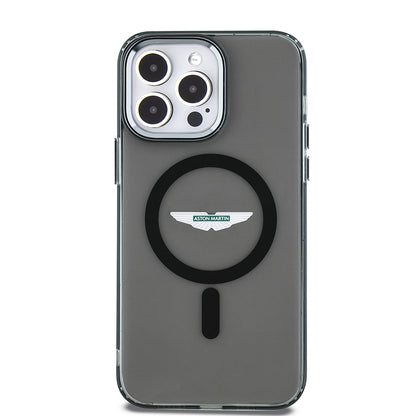 iPhone 14 Pro Max Kılıf Aston Martin Orijinal Lisanslı M-safe Şarj Özellikli IML Baskı Logolu Metal Düğmeli Kılıf