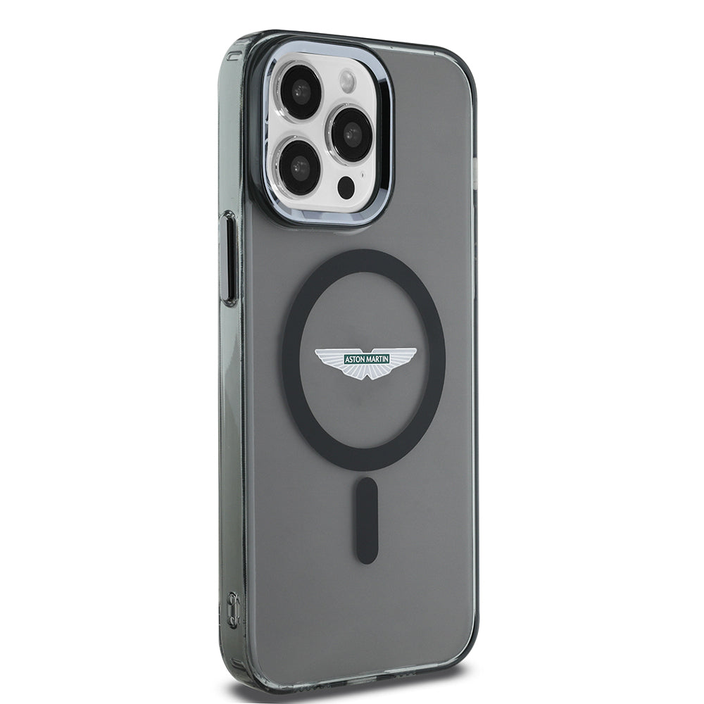 iPhone 14 Pro Max Kılıf Aston Martin Orijinal Lisanslı M-safe Şarj Özellikli IML Baskı Logolu Metal Düğmeli Kılıf